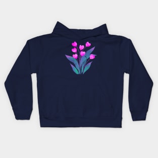 Love pink heart flower plant on coloured background Kids Hoodie